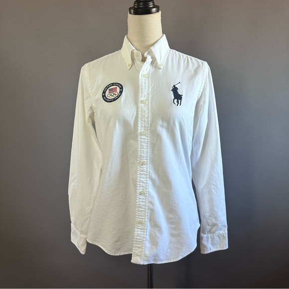 Polo Ralph Lauren 2016 US Olympic Team Large Pony Women's Button Up Size 6P - Picture 2 of 9